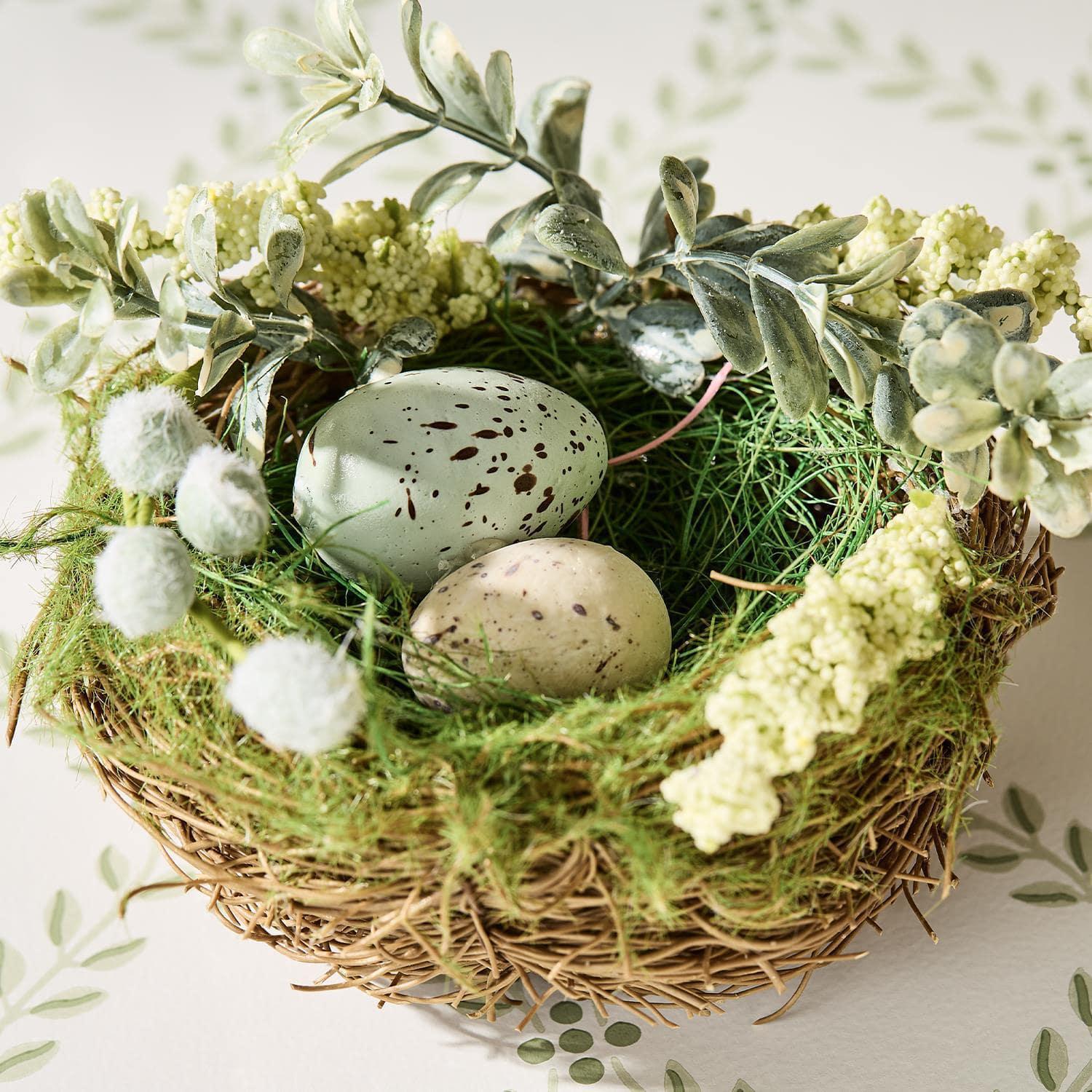 Hand-Crafted Nest with Eggs